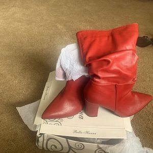 Bella Hanna red ankle  boots